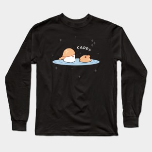 A Ghost and a Capybara meet at a Pond Long Sleeve T-Shirt